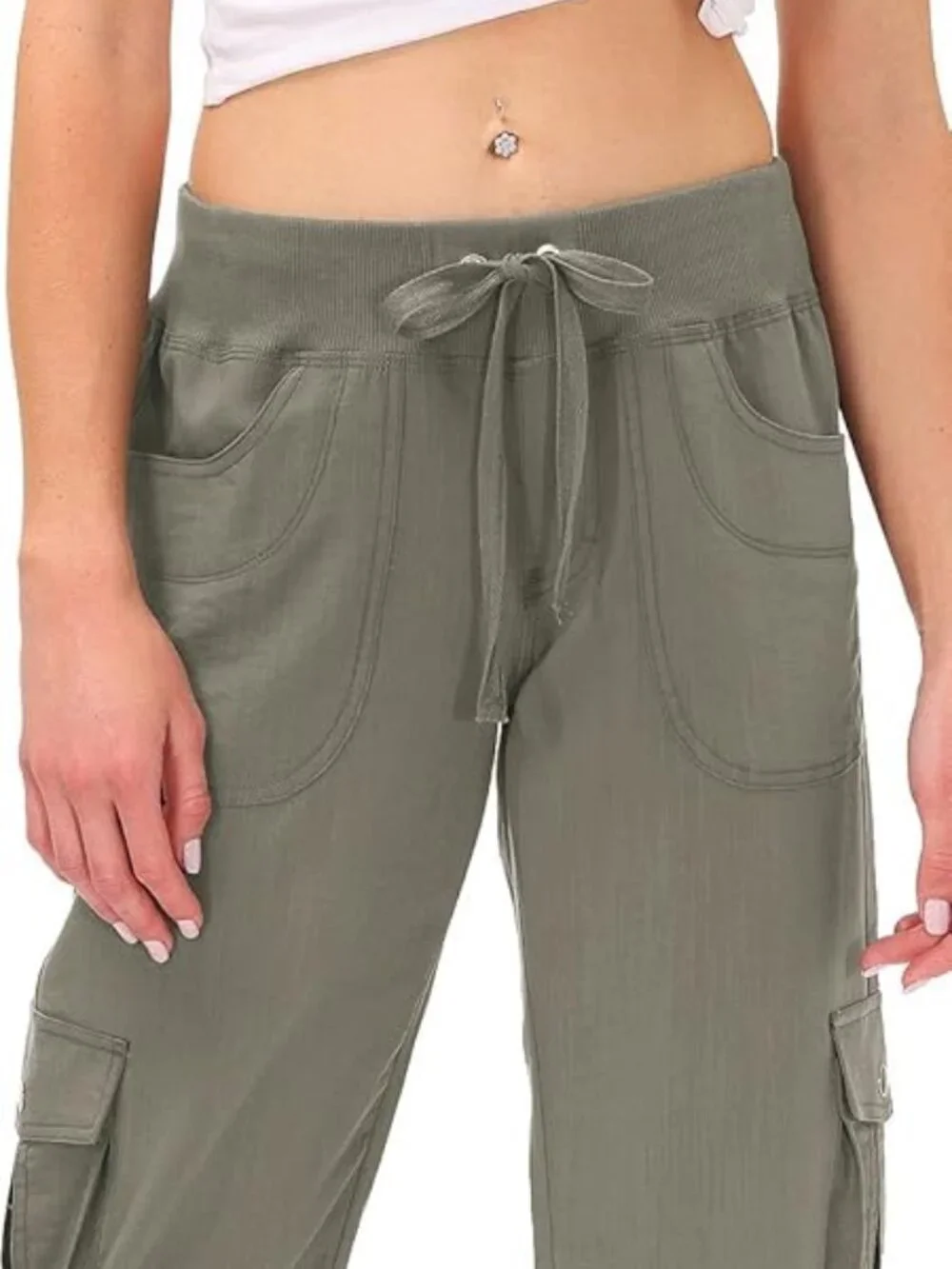 Women's Cargo Hiking Capri Pants Lightweight Quick Dry Running Athletic Casual - Picture 2 of 14